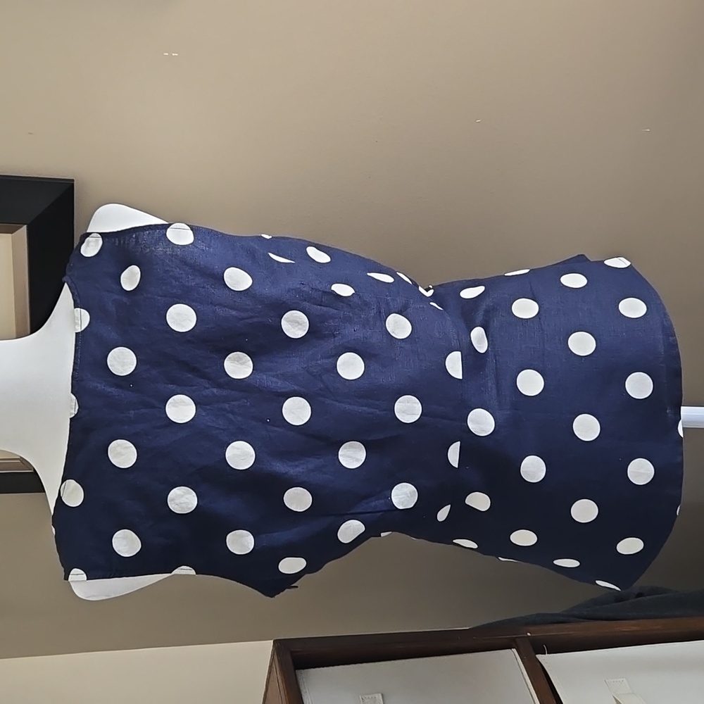 EUC J. Crew Navy/White Dot Blouse Size 10 - Picture 2 of 9